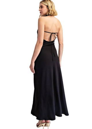 High Cowl Neck Open Back Maxi Dress - Verte Boutique
