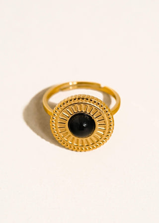Gold Non - Tarnish Black Onyx Ring - Verte Boutique