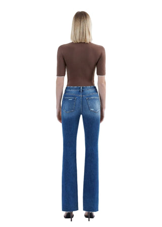 High Rise Seamless Waistband Medium Wash Bootcut Stretch Jeans - Verte Boutique