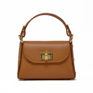 Mini Italian Leather Crossbody Bag with Bamboo Clasp - Verte Boutique