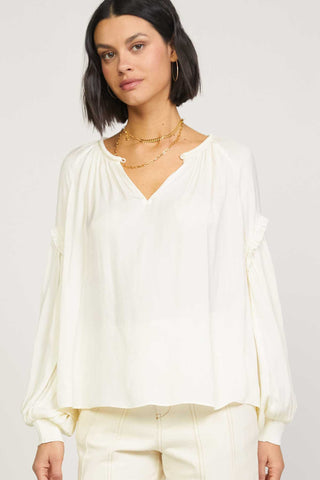 Long Sleeve Key Hole Blouse - Verte Boutique