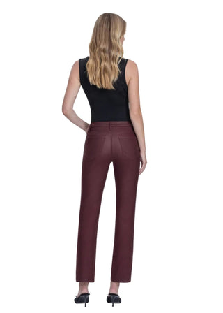 Burgundy Coated Straight Leg Jeans - Verte Boutique