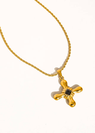 Sacred Stone Cross Necklace | 18K Gold Plated Stainless Steel - Verte Boutique