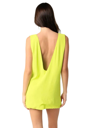 Citron Yellow Scoop Neck Deep V-Back Woven Mini Dress - Verte Boutique
