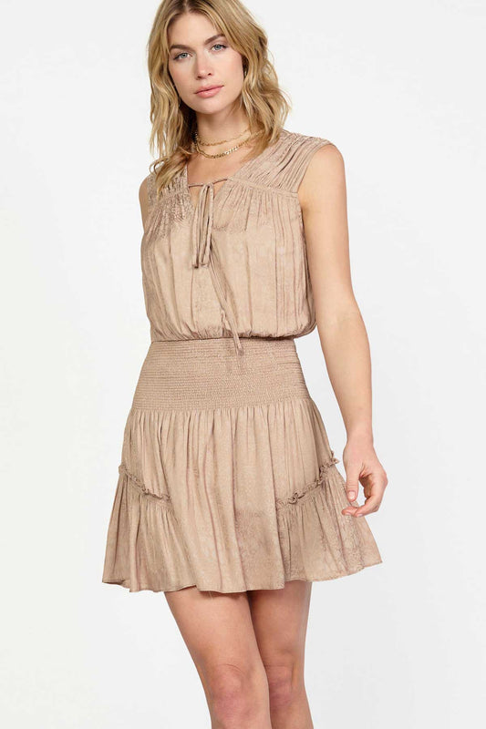 Jacquard Smocked Waist Mini Dress