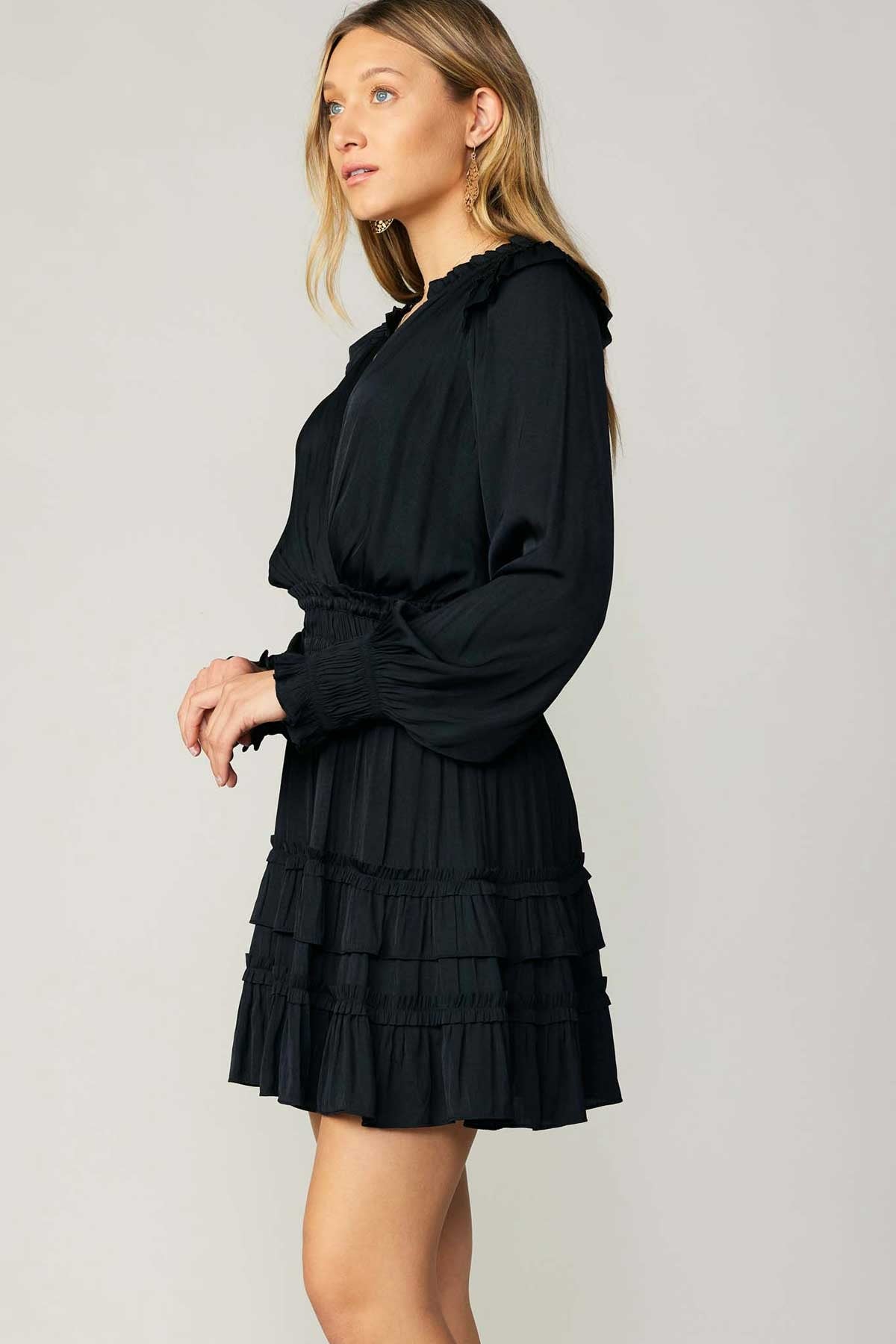 Ruffle Surplice V-Neck Mini Dress