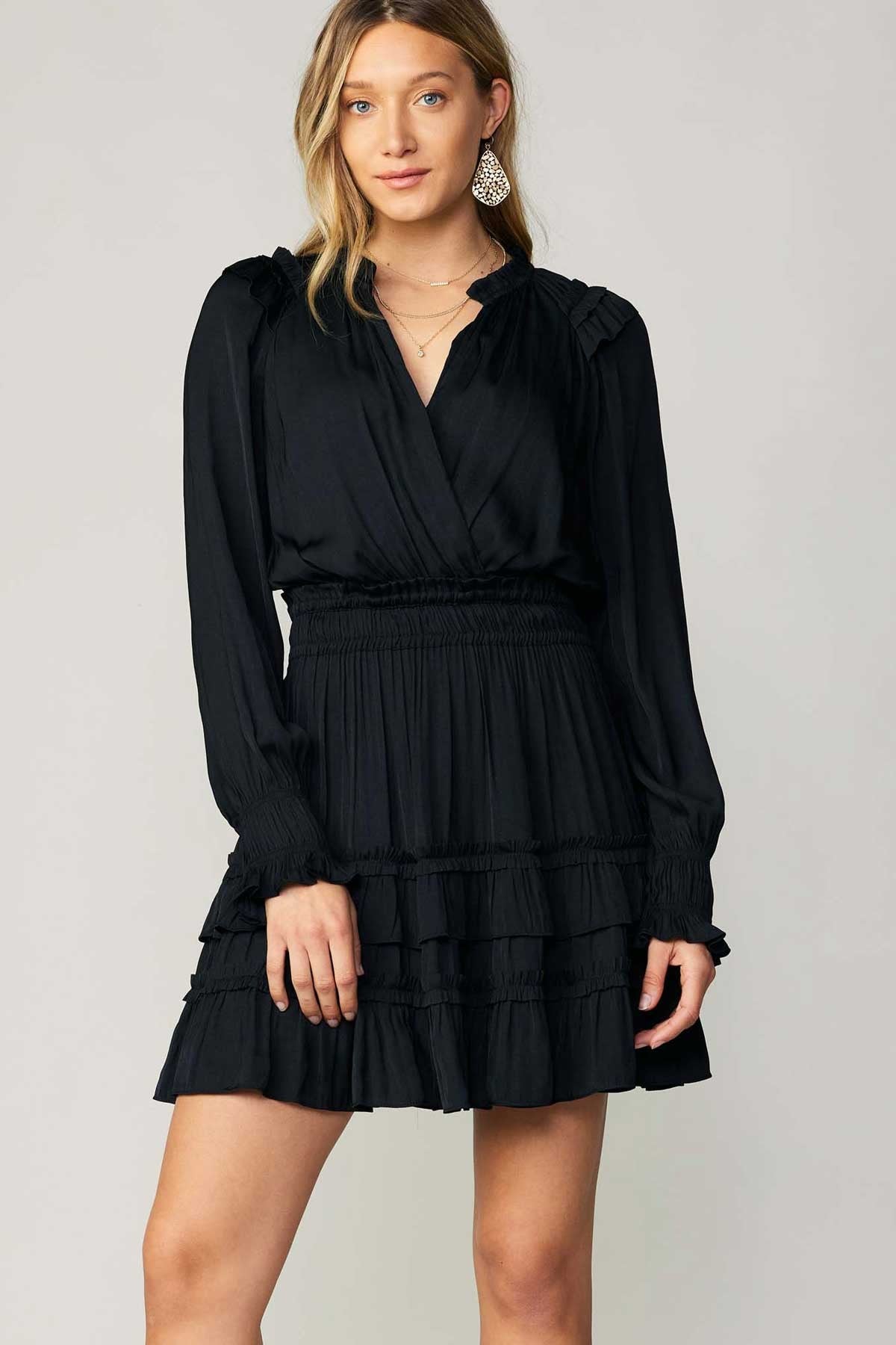 Ruffle Surplice V-Neck Mini Dress