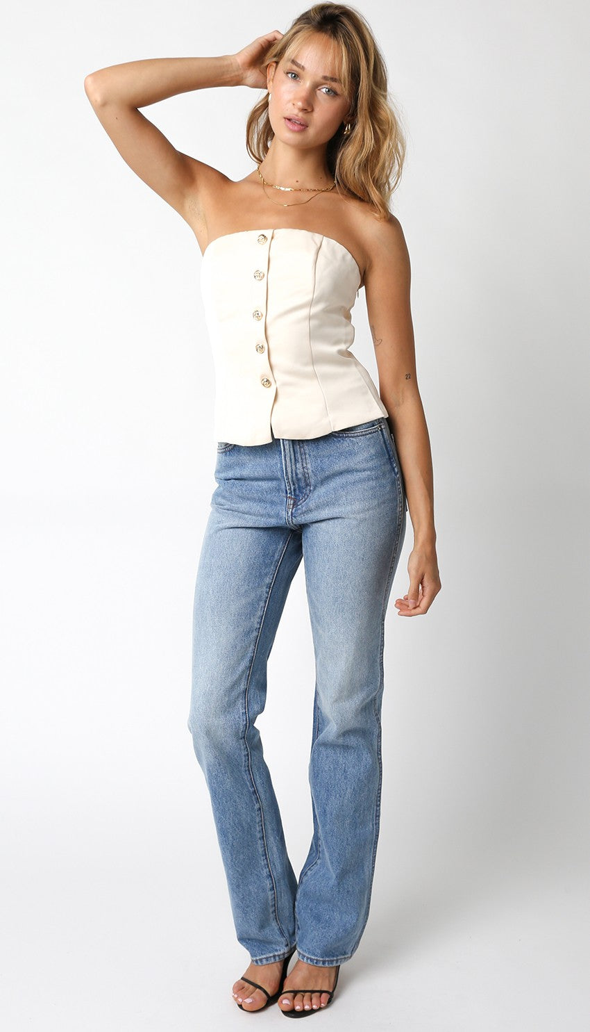 Button Front Tube Top