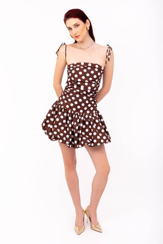 Polka Dot Puffball Mini Dress - Verte Boutique