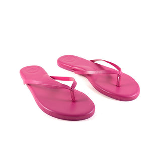 Neon Pink Soléi Sea Slim Vegan Leather Flip Flops with Arch Support - Verte Boutique