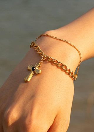 Layered Cross Chain Bracelet - Verte Boutique