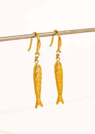 Non - Tarnish Gold Sardine Drop Earrings - Verte Boutique