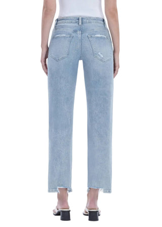 High Rise Distressed Dad Stretch Jeans - Verte Boutique