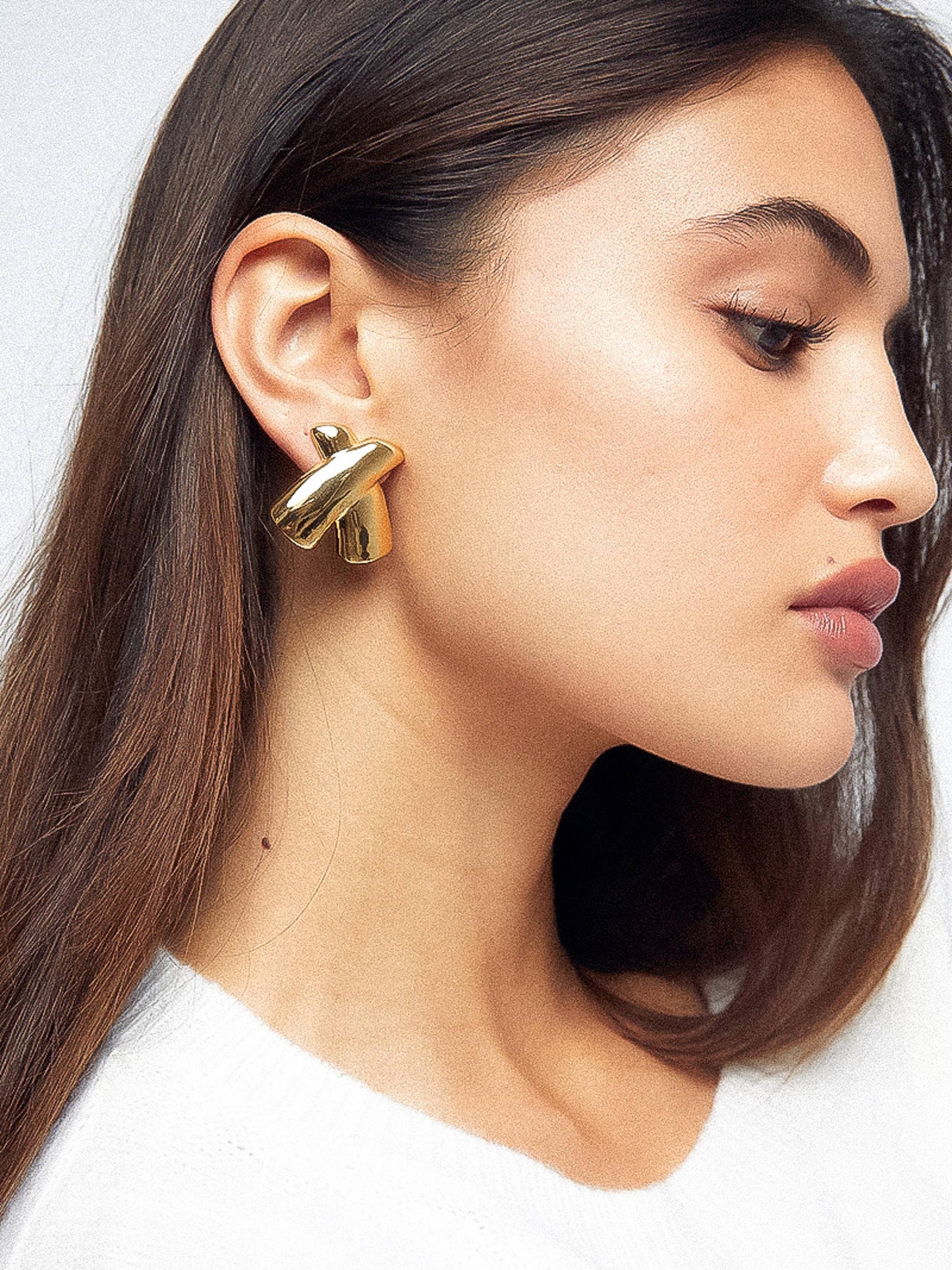 Mixed Metal X Earring