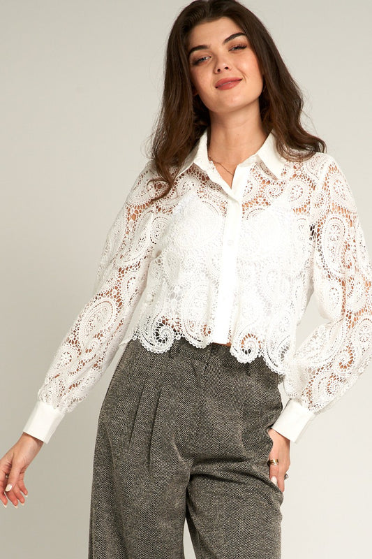 Long Sleeve Paisley Button Up