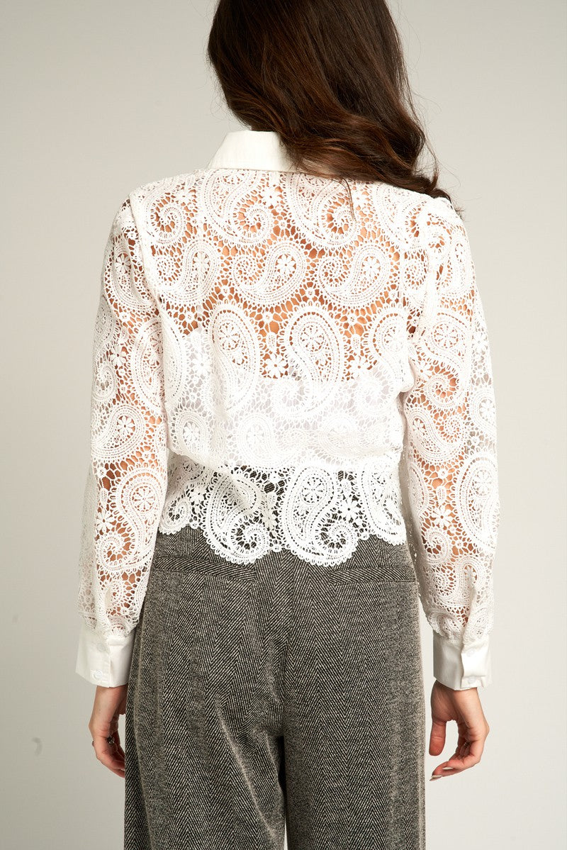 Long Sleeve Paisley Button Up