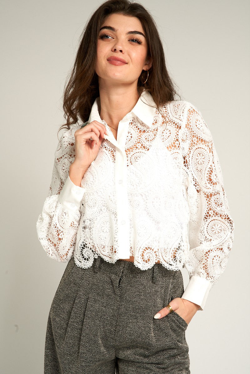 Long Sleeve Paisley Button Up