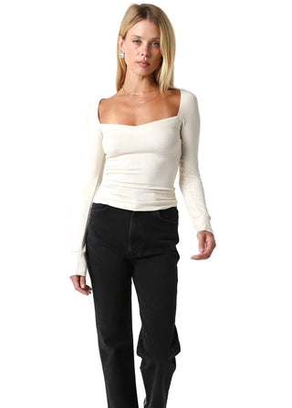 Long Sleeve Sweetheart Rib Top - Verte Boutique