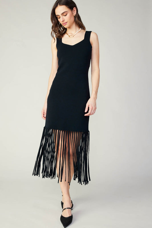 Knit Fringe Hem Dress