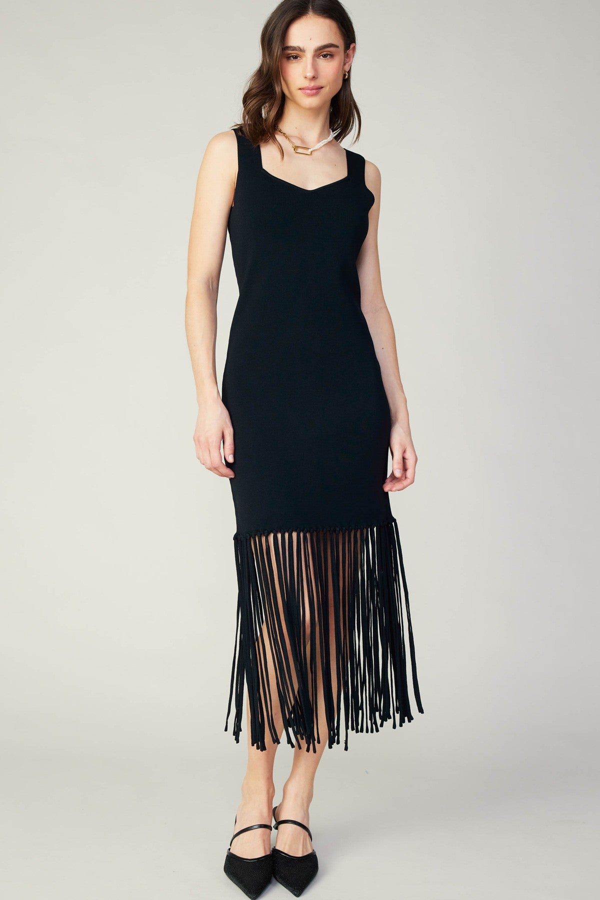 Knit Fringe Hem Dress