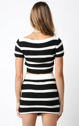 Cropped Striped Sweater - Verte Boutique