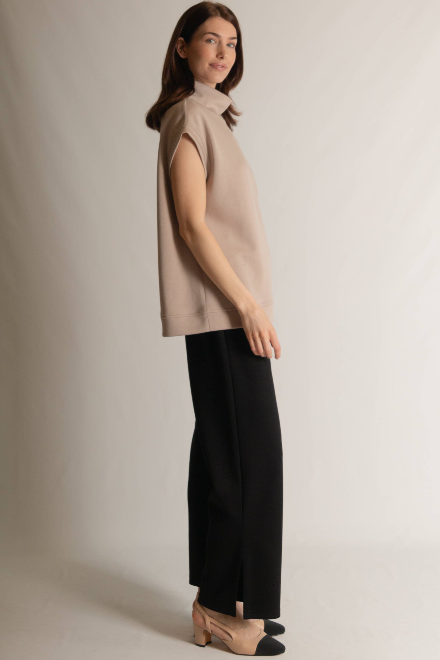 Butter Modal Mock Neck Capped Sleeve Top