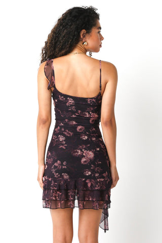 Asymmetric Hem Floral Mini Dress - Verte Boutique