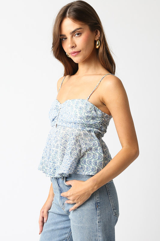 Scarf Print Flounce Top