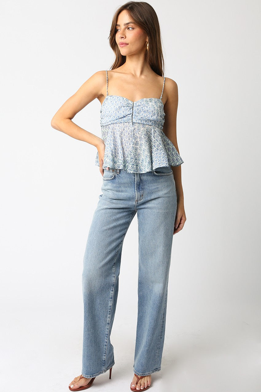 Scarf Print Flounce Top