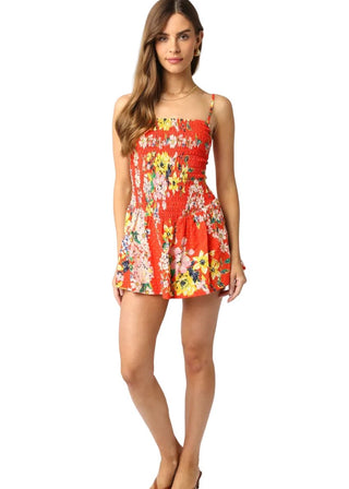 Floral Smocked Drop Waist Cotton Mini Dress - Verte Boutique