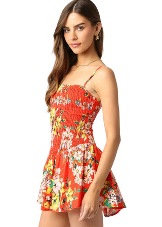 Floral Smocked Drop Waist Cotton Mini Dress - Verte Boutique