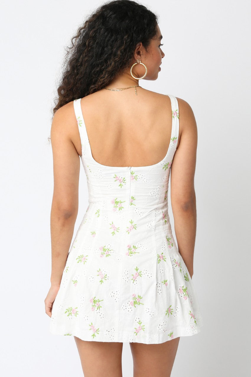 Floral Eyelet Mini Dress