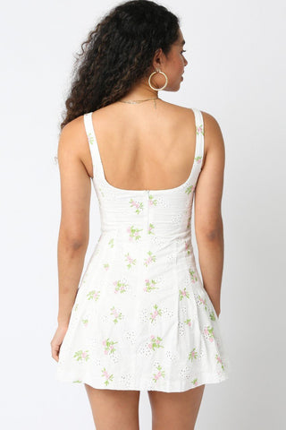 Floral Eyelet Mini Dress - Verte Boutique