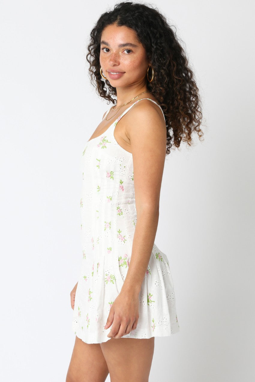 Floral Eyelet Mini Dress