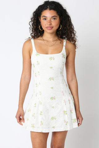 Floral Eyelet Mini Dress - Verte Boutique
