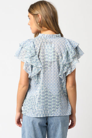 Ruffle Sleeve Top - Verte Boutique