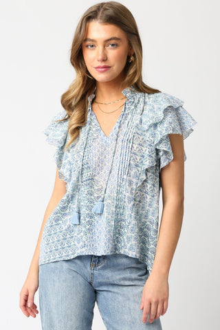 Ruffle Sleeve Top - Verte Boutique