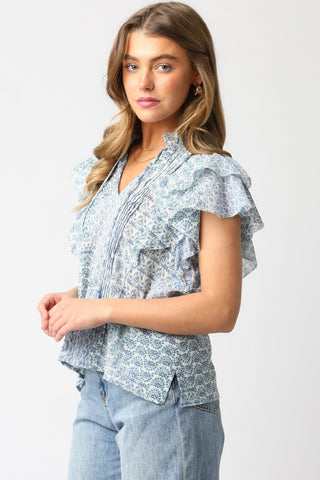 Ruffle Sleeve Top - Verte Boutique