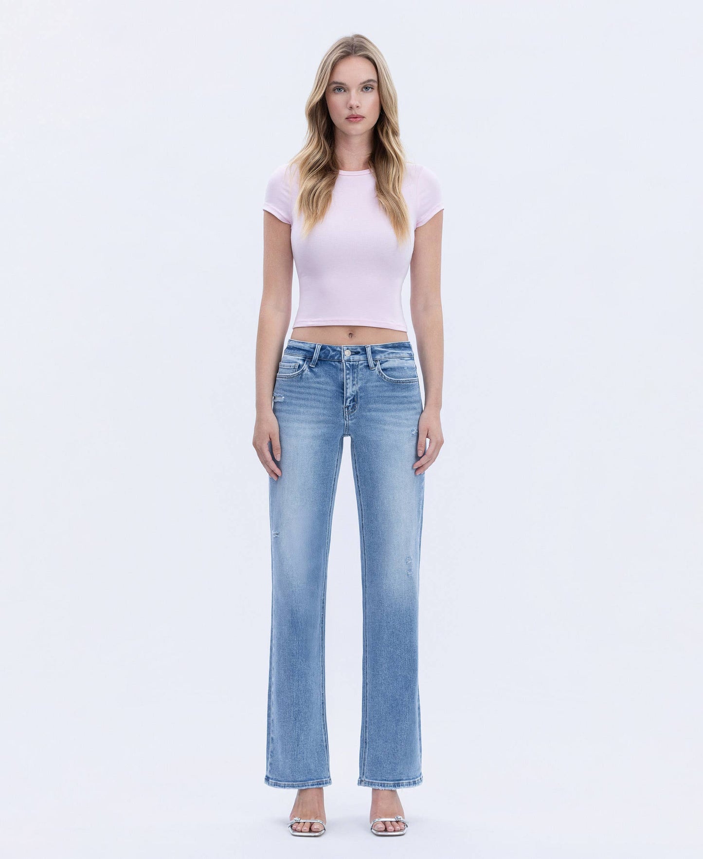 Mid Rise Slim Wide Jeans