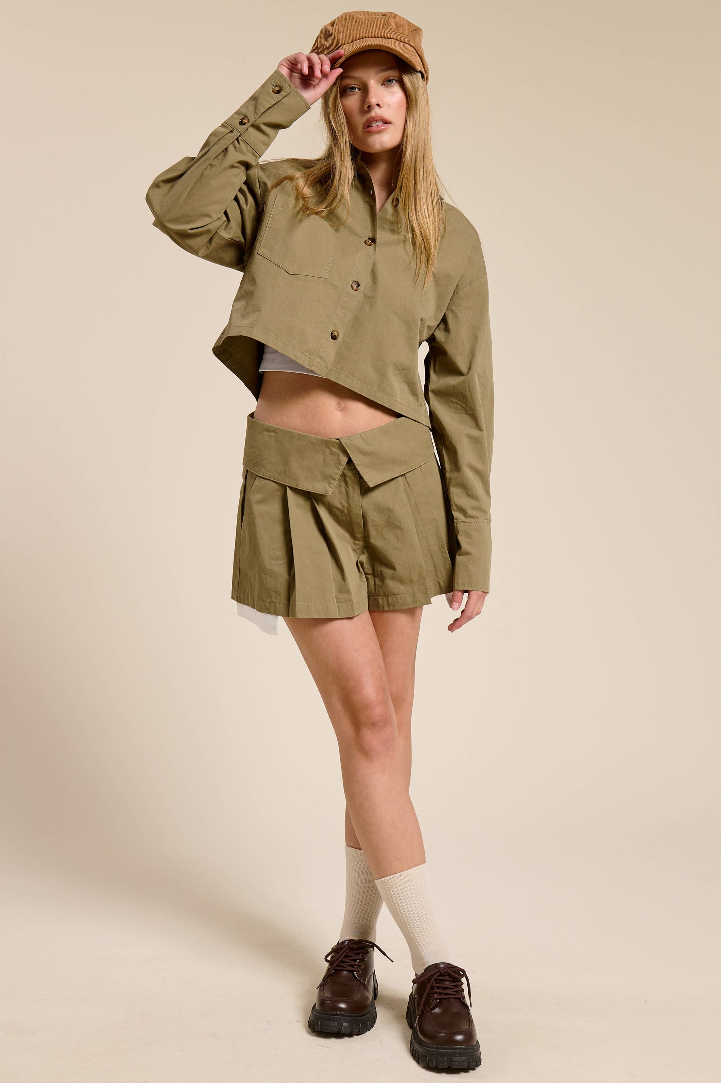 Button Down Shirt and Pleated Skort Set