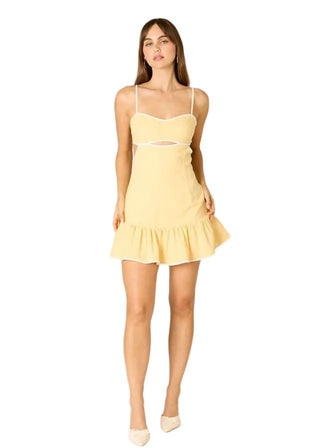 Sunny Day Cut - Out Flounce Mini Dress with Contrast Piping - Verte Boutique