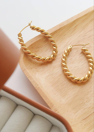Chic Oblong Braided Hoop Earrings – Tarnish - Free Stainless Steel - Verte Boutique