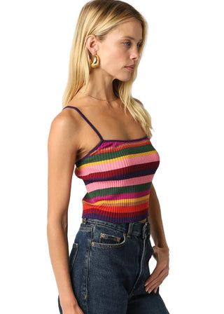Multi - Stripe Wide Rib Rugby Tank - Verte Boutique