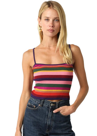 Multi - Stripe Wide Rib Rugby Tank - Verte Boutique