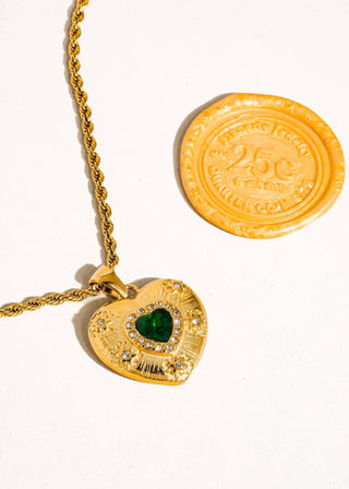 Green CZ Heart Necklace - Verte Boutique