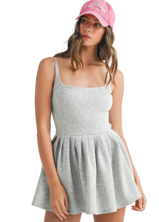 Heather Grey Soft Scuba Back Cut Out Romper - Verte Boutique