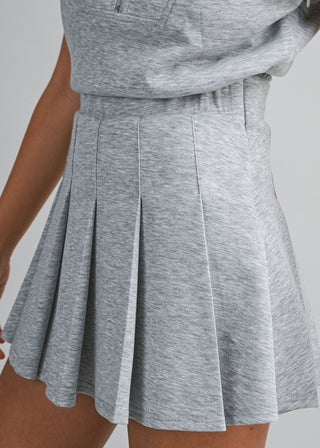 Heather Grey Scuba Half - Zip Pleated Romper - Verte Boutique