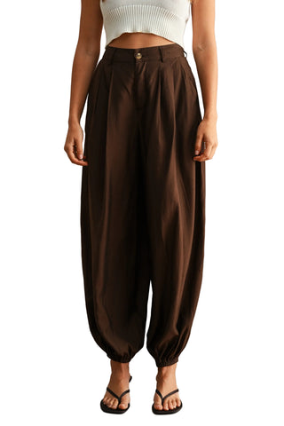 High-Waisted Pleated Balloon Ankle Pants