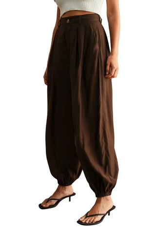 High-Waisted Pleated Balloon Ankle Pants