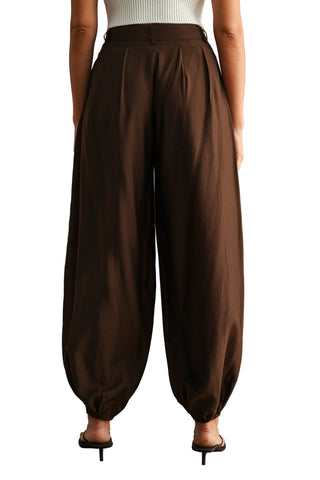 High-Waisted Pleated Balloon Ankle Pants
